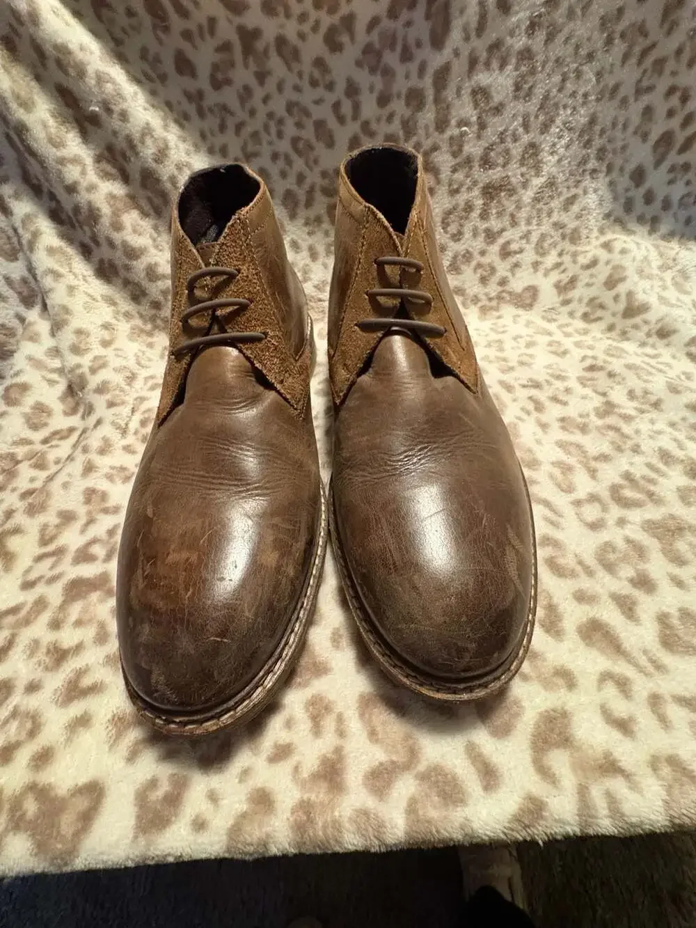 Alfani Knight Men's Brown Leather Chukka Boots Size 8.5M